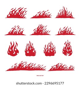 Fire icons Vector, Flat fire icons and pictograms set isolated on white and black background for danger concept or logo design