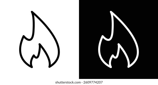 Fire icons vector set in stroke line style