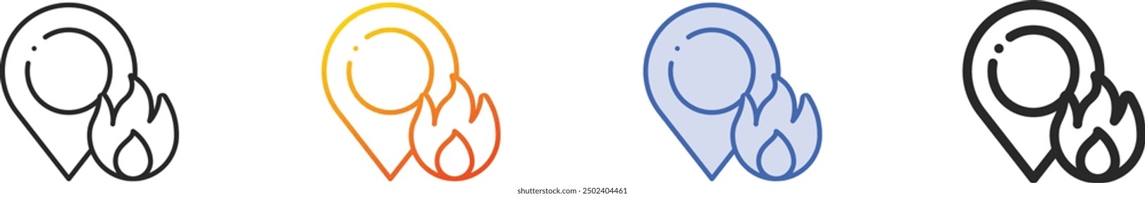 fire icon.Thin Linear, Gradient, Blue Stroke and bold Style Design Isolated On White Background