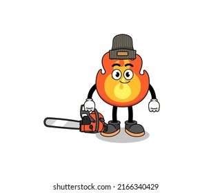 fire illustration cartoon as a lumberjack , character design