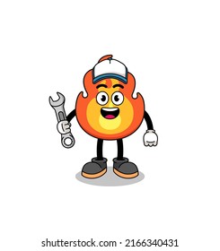 fire illustration cartoon as a mechanic , character design