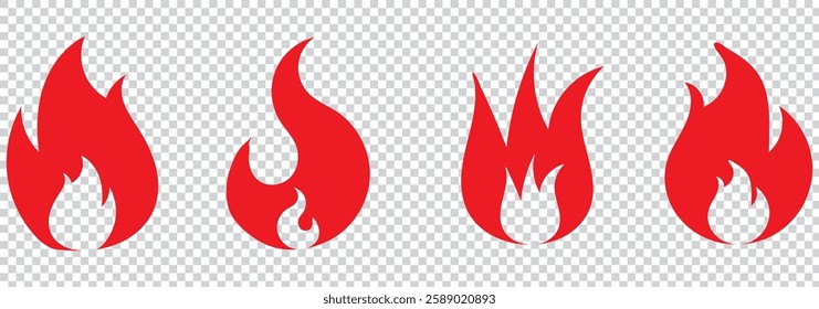 Fire illustration in flat style, set of fire vector icons. Modern vector icon design.  1176