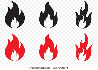 Fire illustration in flat style, set of fire vector icons. Modern vector icon design.  1176