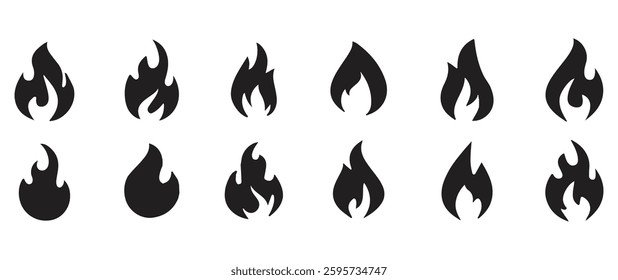 Fire illustration in flat style, set of fire vector icons. fire warning sign. Vector illustration eps file