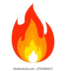 Fire illustration in flat style, set of fire vector icons. fire warning sign