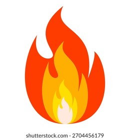 Fire illustration in flat style, set of fire vector icons. fire warning sign