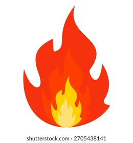 Ilustración de fuego en estilo plano, conjunto de iconos de vectores de fuego. señal de advertencia de fuego