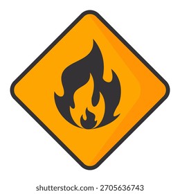 Ilustración de fuego en estilo plano, conjunto de iconos de vectores de fuego. señal de advertencia de fuego