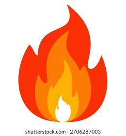 Fire illustration in flat style, set of fire vector icons. fire warning sign