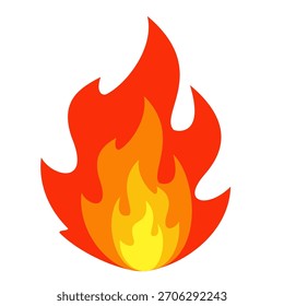 Ilustración de fuego en estilo plano, conjunto de iconos de vectores de fuego. señal de advertencia de fuego