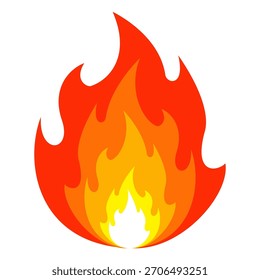 Ilustración de fuego en estilo plano, conjunto de iconos de vectores de fuego. señal de advertencia de fuego