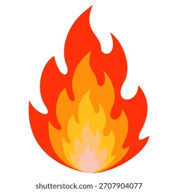 Ilustración de fuego en estilo plano, conjunto de iconos de vectores de fuego. señal de advertencia de fuego