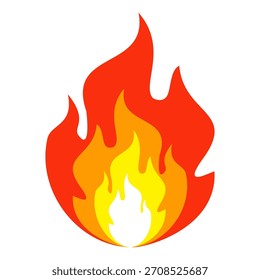 Ilustración de fuego en estilo plano, conjunto de iconos de vectores de fuego. señal de advertencia de fuego
