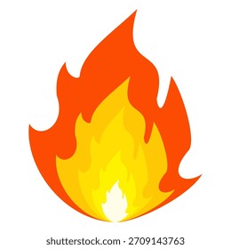 Ilustración de fuego en estilo plano, conjunto de iconos de vectores de fuego. señal de advertencia de fuego