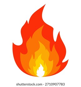Ilustración de fuego en estilo plano, conjunto de iconos de vectores de fuego. señal de advertencia de fuego