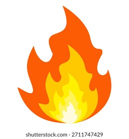 Fire illustration in flat style, set of fire vector icons. fire warning sign