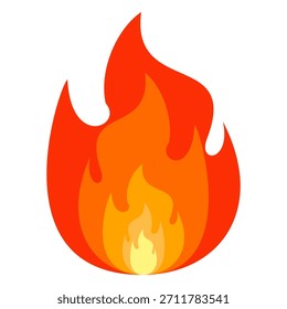Ilustración de fuego en estilo plano, conjunto de iconos de vectores de fuego. señal de advertencia de fuego