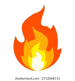Fire illustration in flat style, set of fire vector icons. fire warning sign