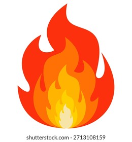 Ilustración de fuego en estilo plano, conjunto de iconos de vectores de fuego. señal de advertencia de fuego