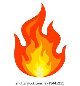 Ilustração de fogo em estilo plano, conjunto de ícones de vetor de fogo.