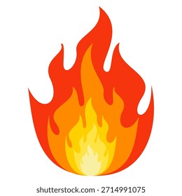 Fire illustration in flat style, set of fire vector icons. fire warning sign