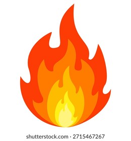 Ilustración de fuego en estilo plano, conjunto de iconos de vectores de fuego. señal de advertencia de fuego