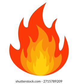Fire illustration in flat style, set of fire vector icons. fire warning sign