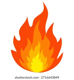 Ilustración de fuego en estilo plano, conjunto de iconos de vectores de fuego. señal de advertencia de fuego
