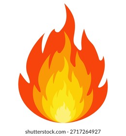 Ilustración de fuego en estilo plano, conjunto de iconos de vectores de fuego. señal de advertencia de fuego