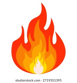 Ilustración de fuego en estilo plano, conjunto de iconos de vectores de fuego. señal de advertencia de fuego