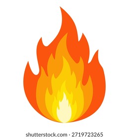 Ilustración de fuego en estilo plano, conjunto de iconos de vectores de fuego. señal de advertencia de fuego