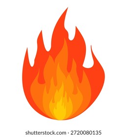 Ilustración de fuego en estilo plano, conjunto de iconos de vectores de fuego. señal de advertencia de fuego