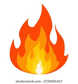 Feuergrafik im flachen Stil, Satz von Feuervektorsymbolen. Brandmeldezeichen