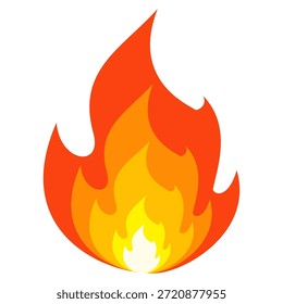 Fire illustration in flat style, set of fire vector icons. fire warning sign