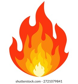 Ilustración de fuego en estilo plano, conjunto de iconos de vectores de fuego. señal de advertencia de fuego