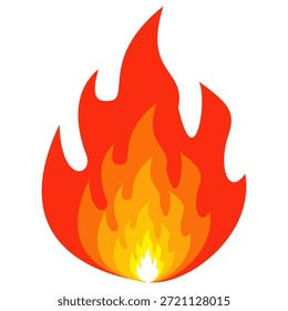 Fire illustration in flat style, set of fire vector icons. fire warning sign