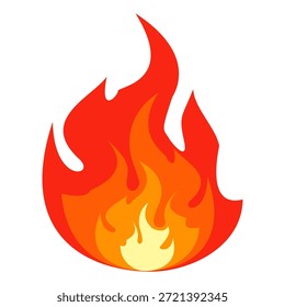 Ilustración de fuego en estilo plano, conjunto de iconos de vectores de fuego. señal de advertencia de fuego