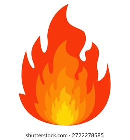 Ilustração de fogo em estilo plano, conjunto de ícones de vetor de fogo.