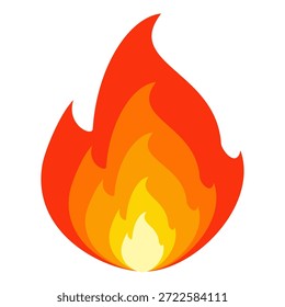 Ilustración de fuego en estilo plano, conjunto de iconos de vectores de fuego. señal de advertencia de fuego