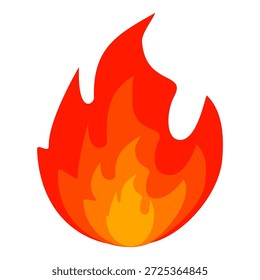 Ilustración de fuego en estilo plano, conjunto de iconos de vectores de fuego. señal de advertencia de fuego