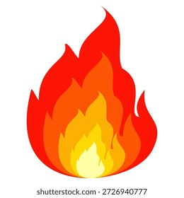 Fire illustration in flat style, set of fire vector icons. fire warning sign
