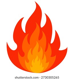 Ilustración de fuego en estilo plano, conjunto de iconos de vectores de fuego. señal de advertencia de fuego