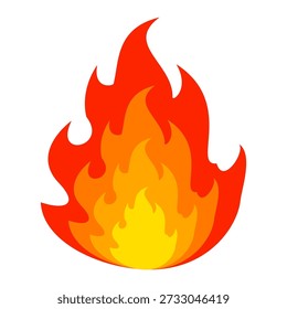 Ilustración de fuego en estilo plano, conjunto de iconos de vectores de fuego. señal de advertencia de fuego