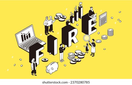 FIRE, an illustration of an isometric composition imagining asset management