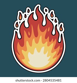 Fire illustration shows fiery element isolated on white backdrop ideal for various design and creative projects