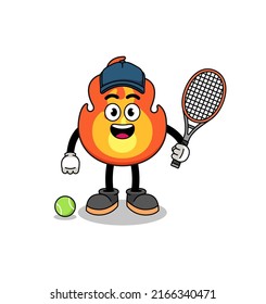 fire illustration as a tennis player , character design