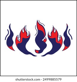 fire illustration vector design in red and blue in simple style. suitable for logos, icons, posters, advertisements, banners, companies, t-shirt designs, stickers, websites.