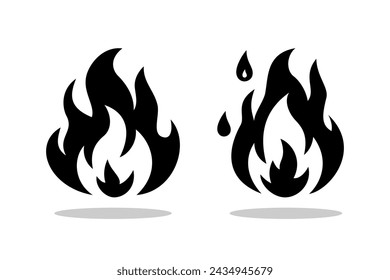 Fire image, flame icon. Black icon isolated on white background.