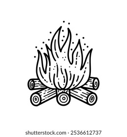 Fire image, flame icon. Black icon isolated on white background.