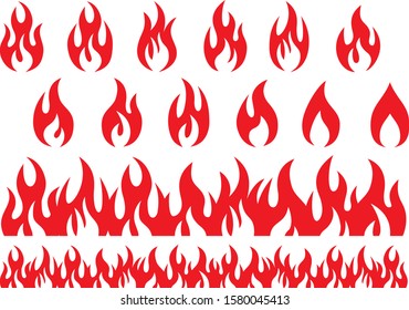 Set Red Orange Fire Flame Collection Stock Vector (Royalty Free) 1494029840